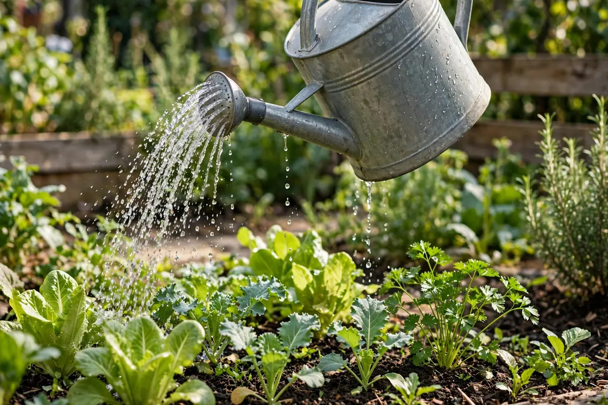 Gartenbewässerung mit der Gießkanne